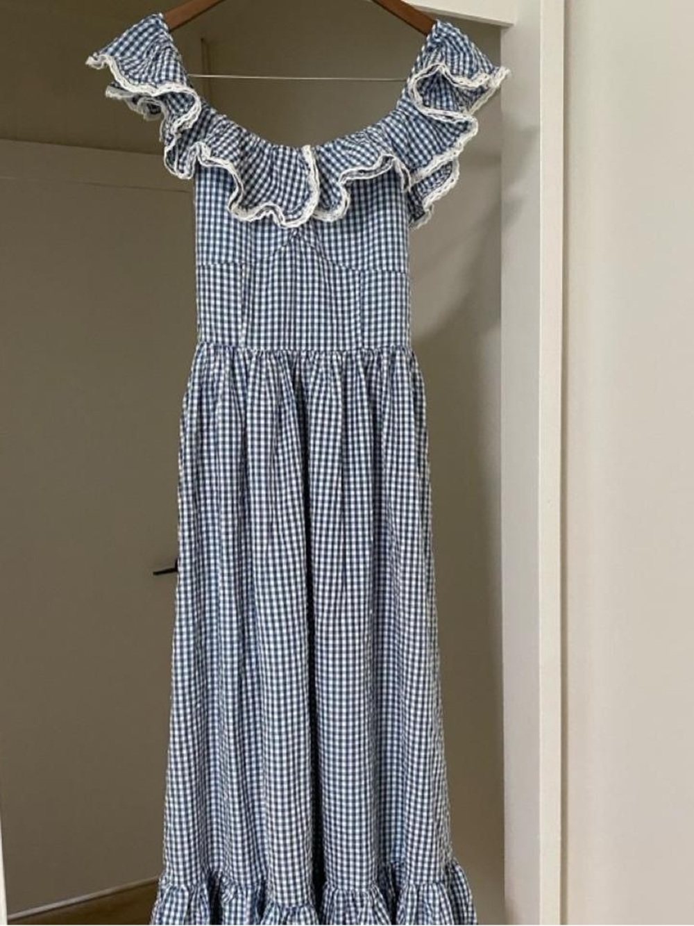 DÔEN Sora Dress in Blue Gingham Size M